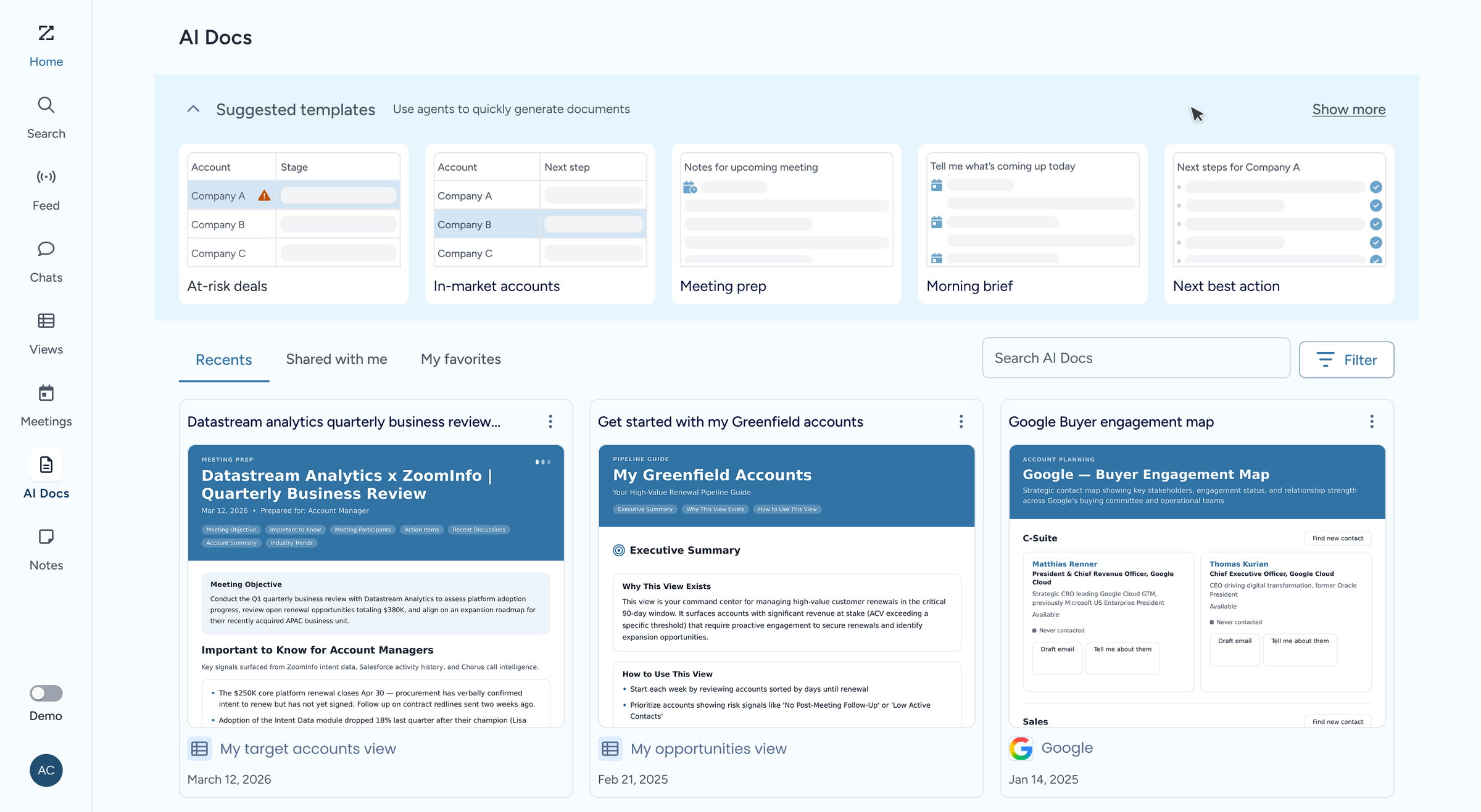 AI Docs gallery main view